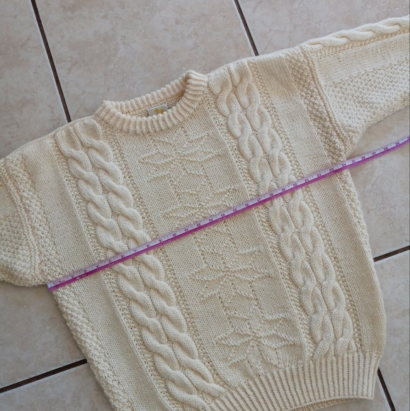 Dale Of Norway Chunky Cable Knit Crewneck Sweater 100% Wool Ivory Ecru - Picture 10 of 15